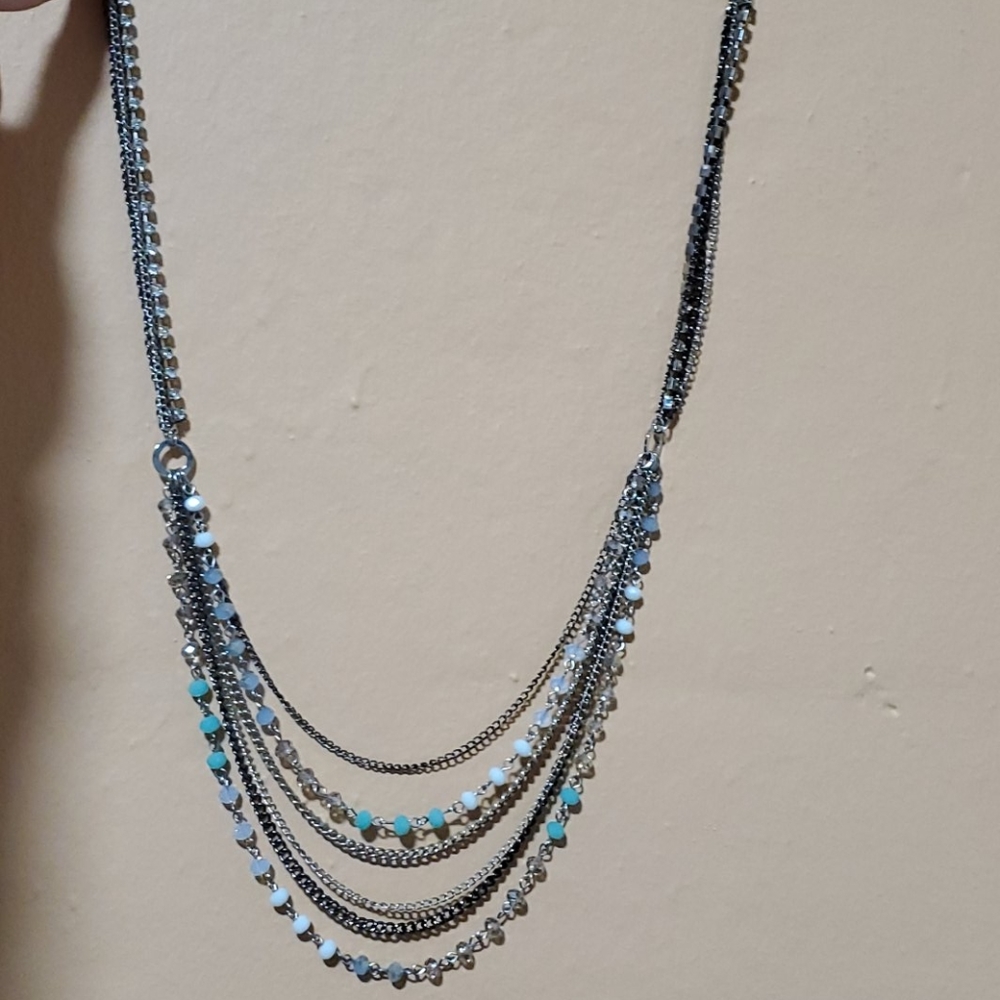**free with any purchase** Long turquoise and rhinestone necklace